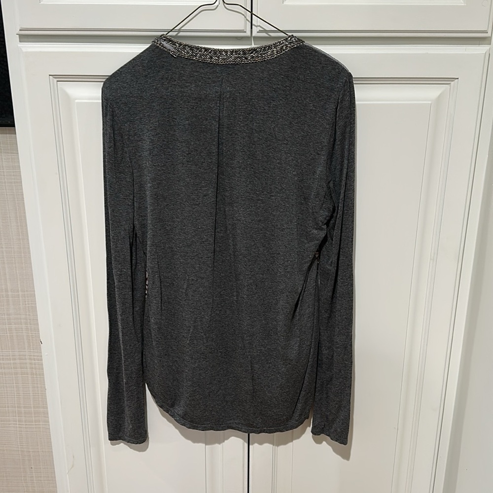 Hale Bob Tunic With Metallic & Clear Beading, V Neck with Ties, Small - Picture 5 of 5